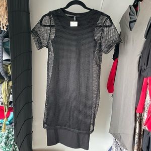 DIVIDED 2-Layer Black Fishnet Dress